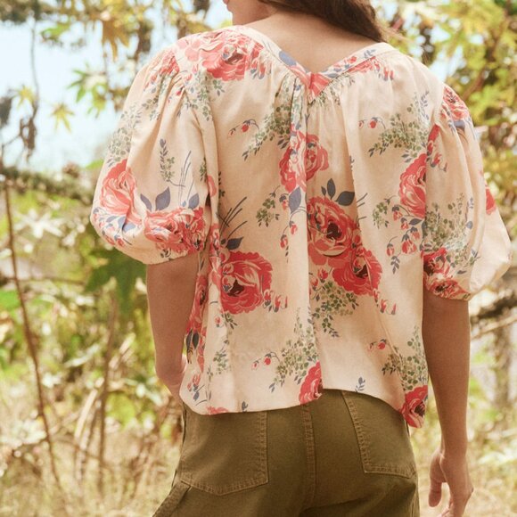 The Great Silk Bungalow Top in Echo Rose Print - Picture 2 of 3